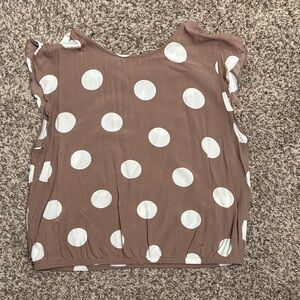 LOFT Mauve and White Polka Dot Blouse
